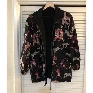 Vtg Via Ripatti Designs California Reversible Jacket African Print Zip Black